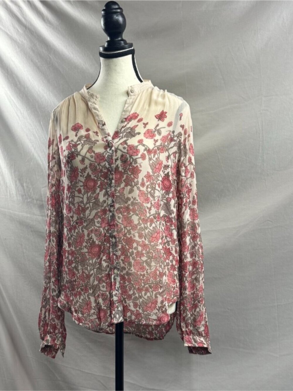Lucky Brand Floral Sheer Blouse Beige - Picture 5 of 7